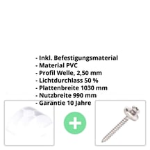 PVC Wellplatte | 76/18 | Sparpaket | 2,50 mm | Opal Weiß | Wabenstruktur | Breite 3,01 m | Länge 4,00 m #2