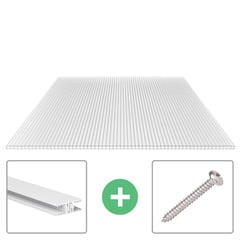 Polycarbonat Doppelstegplatte | 10 mm | Profil Zevener Sprosse | Sparpaket | Plattenbreite 1,05 m | Klar | Breite 3,34 m | Länge 2,00 m