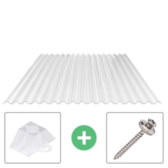Polycarbonat Spundwandplatte | 76/18 | Sparpaket | 0,90 mm | Klar | Breite 3,24 m | Länge 2,00 m