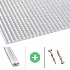 Polycarbonat Stegplatte | 16 mm | Profil A4 | Sparpaket | Plattenbreite 98 cm | Klar | Blueline | Breite 3,09 m | Länge 2,00 m