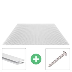 Polycarbonat Stegplatte | 16 mm | Profil Zevener Sprosse | Sparpaket | Plattenbreite 98 cm | Klar | X-Struktur | Breite 3,13 m | Länge 2,00 m
