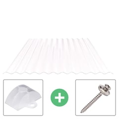 Polycarbonat Wellplatte | 76/18 | Sparpaket | 0,90 mm | Opal Weiß | Beidseitiger UV-Schutz | Breite 3,05 m | Länge 2,00 m