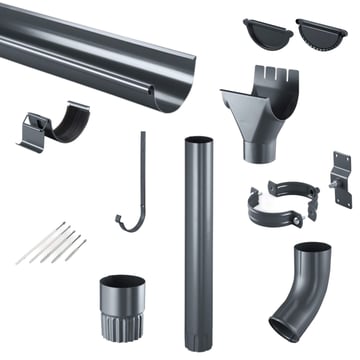 Stahl Dachrinnen Sparpaket 4 m | Ø 125/90 mm | 7016 - Anthrazitgrau