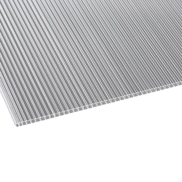 Polycarbonat Doppelstegplatte | 10 mm | Breite 2100 mm | Klar | Beidseitiger UV-Schutz | 2000 mm