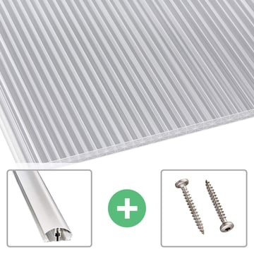 Polycarbonat Stegplatte | 16 mm | Profil A4 | Sparpaket | Plattenbreite 1200 mm | Klar | Extra stark | Breite 3,75 m | Länge 2,00 m