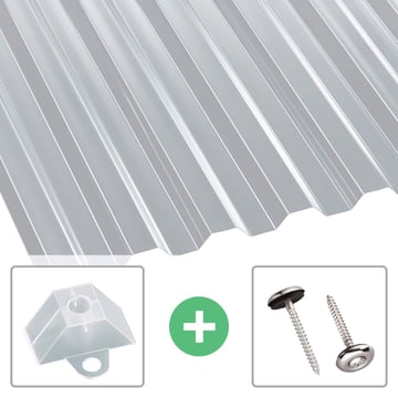 Polycarbonat Spundwandplatte | 76/18 | Sparpaket | 0,80 mm | Klar | Breite 3,00 m | Länge 2,00 m