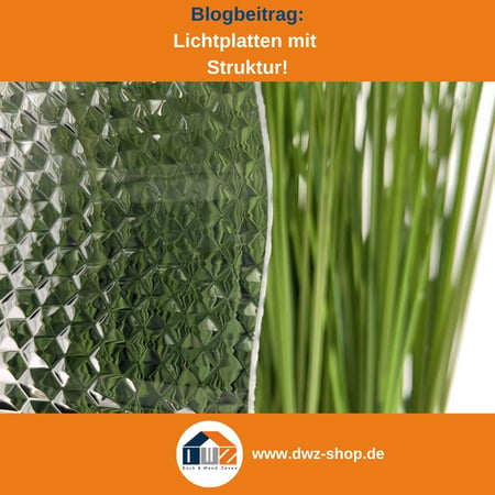 Titelgrafik eines Blogbeitrags mit dem Thema ‚Lichtplatten mit Struktur' – gezeigt wird eine Lichtplatte mit Wabenstruktur, dazu das Logo und die Webadresse von DWZ-Shop.de.