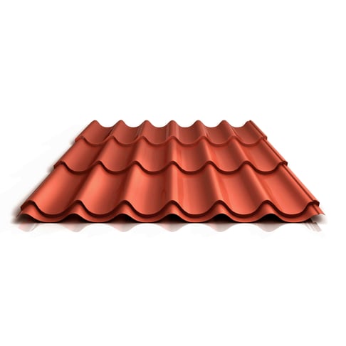 Dachbleche in Pfannenoptik – Robust & Dekorativ Dachblech in lebhafter Pfannenoptik und kupferbrauner Farbe, ideal für stilvolle Dacheindeckungen