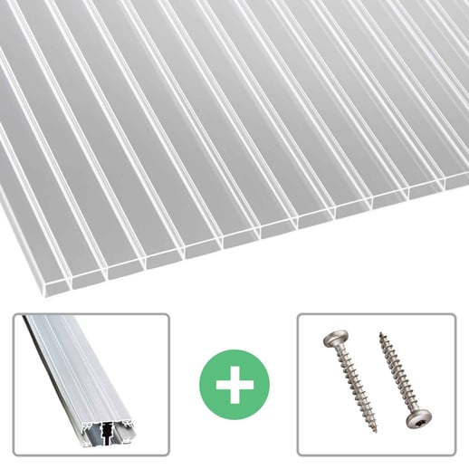 Acrylglas Stegdoppelplatte | 16 mm | Profil A1 | Sparpaket | Plattenbreite 98 cm | Klar | Breite 5,10 m | Länge 2,00 m #1