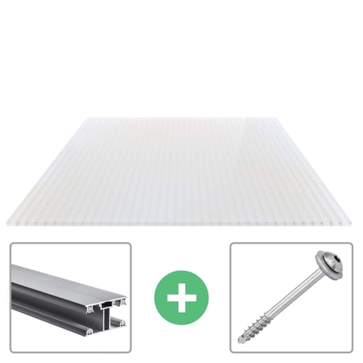 Acrylglas Stegdoppelplatte | 16 mm | Profil ECO | Sparpaket | Plattenbreite 1,20 m | Opal Weiß | Breite 3,71 m | Länge 2,00 m #1