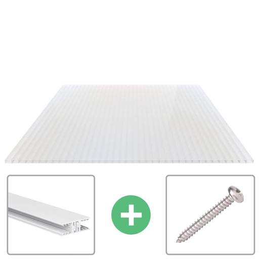 Acrylglas Stegdoppelplatte | 16 mm | Profil Zevener Sprosse | Sparpaket | Plattenbreite 1,20 m | Opal Weiß | Breite 3,79 m | Länge 2,00 m #1