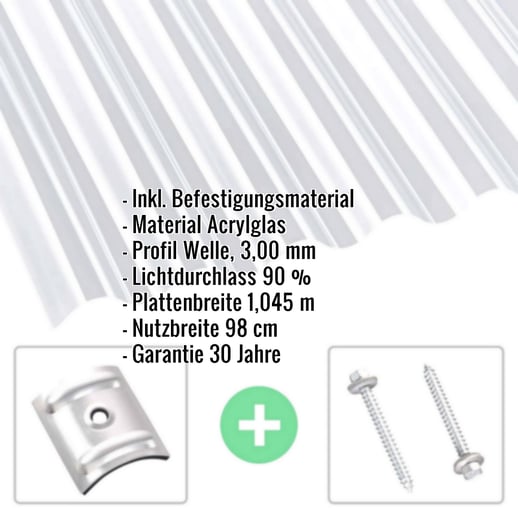 Acrylglas Wellplatte | 76/18 | Sparpaket | 3,00 mm | Klar | Breite 4,96 m | Länge 2,00 m #2