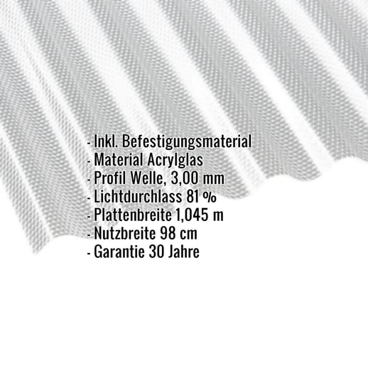 Acrylglas Wellplatte | 76/18 | Sparpaket | 3,00 mm | Klar | Wabenstruktur | Breite 8,88 m | Länge 5,00 m #2
