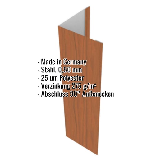 Außenecke | 10 cm x 10 cm x 2,00 m | Stahl 0,50 mm | 25 µm Polyester | Holzoptik - Eiche #2