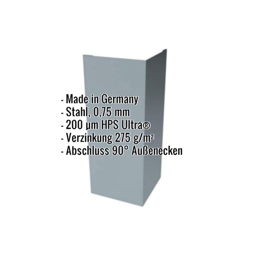 Außenecke | 10 cm x 10 cm x 2,00 m | Stahl 0,63 mm | 200 µm HPS Ultra® | 7040 - Fenstergrau #2