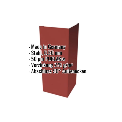 Außenecke | 10 cm x 10 cm x 2,00 m | Stahl 0,50 mm | 50 µm PURLAK® | 028 - Kirschrot #2