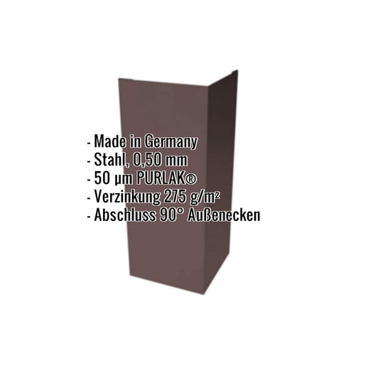 Außenecke | 10 cm x 10 cm x 2,00 m | Stahl 0,50 mm | 50 µm PURLAK® | 8017 - Schokoladenbraun #2