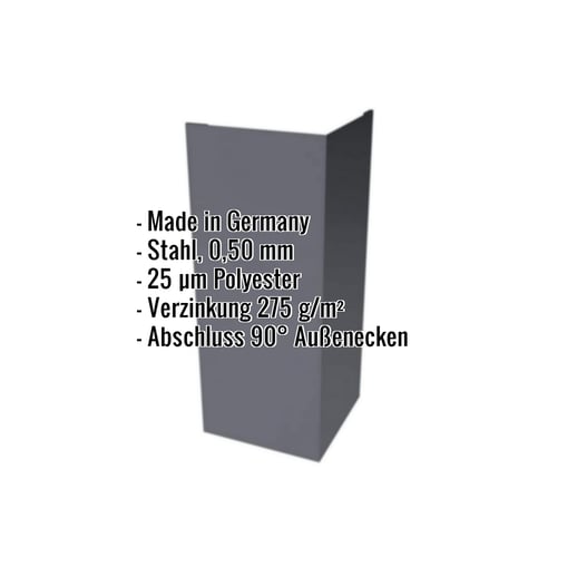 Außenecke | 10 cm x 10 cm x 2,00 m | Stahl 0,50 mm | 25 µm Polyester | 7024 - Graphitgrau #2