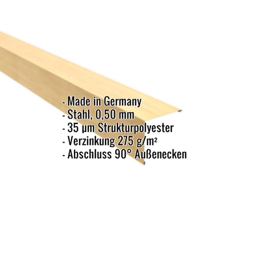 Außenecke | 11,5 x 11,5 cm | Stahl 0,50 mm | 35 µm Strukturpolyester | Holzoptik - Ahorn #2