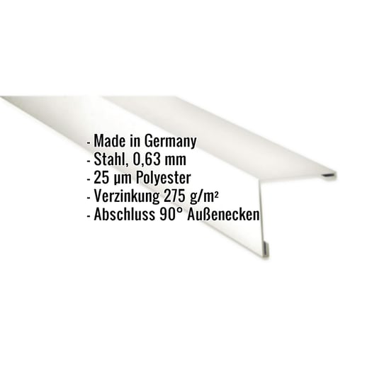 Außenecke | 11,5 x 11,5 cm | Stahl 0,63 mm | 25 µm Polyester | 9010 - Reinweiß #2