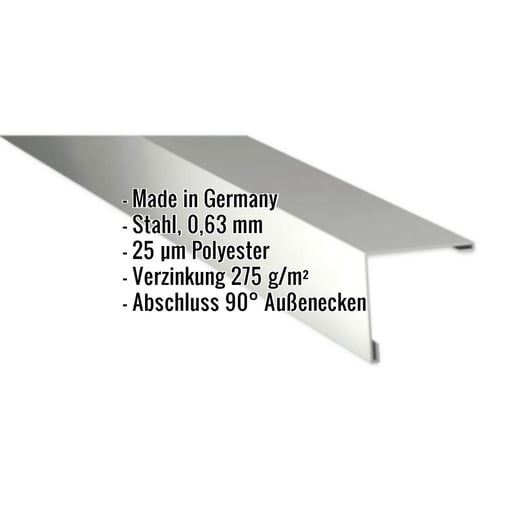Außenecke | 11,5 x 11,5 cm | Stahl 0,63 mm | 25 µm Polyester | 9002 - Grauweiß #2