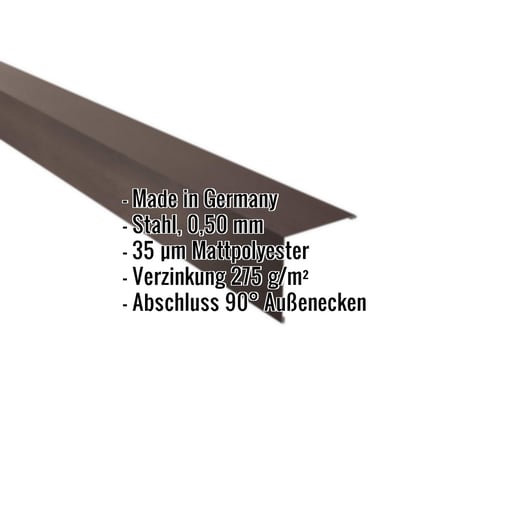 Außenecke | 11,5 x 11,5 cm | Stahl 0,50 mm | 35 µm Mattpolyester | 32 - Dunkelbraun #2