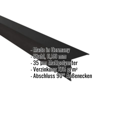 Außenecke | 11,5 x 11,5 cm | Stahl 0,50 mm | 35 µm Mattpolyester | 33 - Schwarz #2