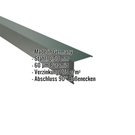 Außenecke | 11,5 x 11,5 cm | Stahl 0,50 mm | 60 µm Puramid | 6005 - Moosgrün #2