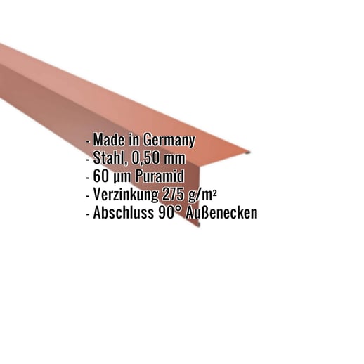 Außenecke | 11,5 x 11,5 cm | Stahl 0,50 mm | 60 µm Puramid | 8004 - Kupferbraun #2