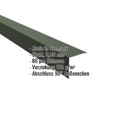 Außenecke | 11,5 x 11,5 cm | Stahl 0,50 mm | 80 µm Shimoco | 6020 - Chromoxidgrün #2