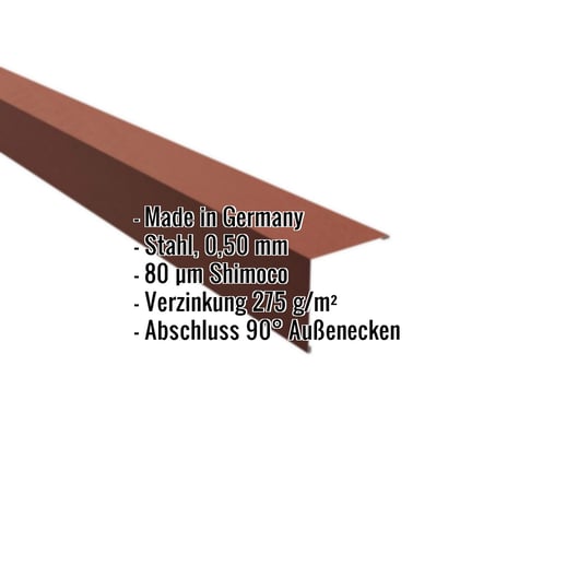 Außenecke | 11,5 x 11,5 cm | Stahl 0,50 mm | 80 µm Shimoco | 8004 - Kupferbraun #2