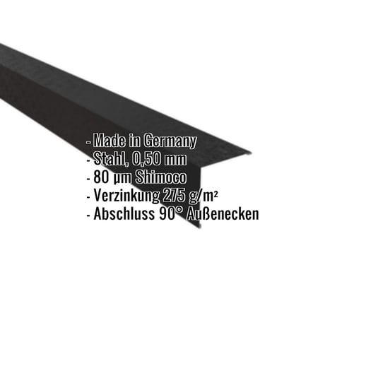 Außenecke | 11,5 x 11,5 cm | Stahl 0,50 mm | 80 µm Shimoco | 9005 - Tiefschwarz #2