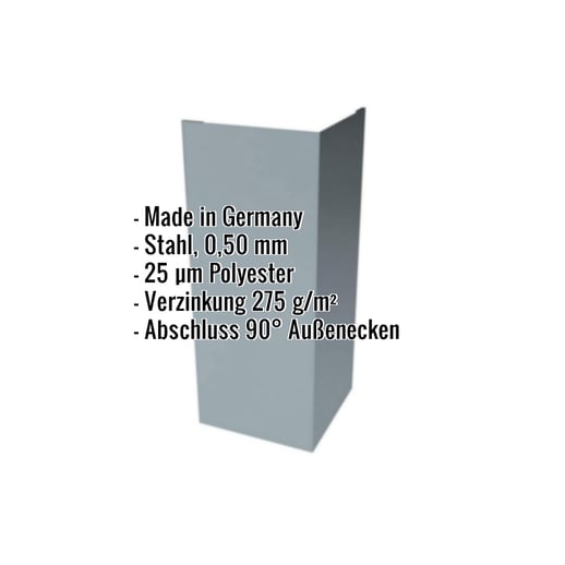Außenecke | 15 cm x 15 cm x 2,00 m | Stahl 0,50 mm | 25 µm Polyester | 7000 - Fehgrau #2