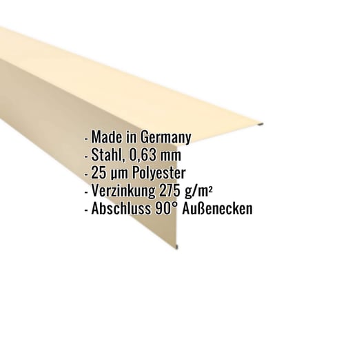 Außenecke | 19,5 x 19,5 cm | Stahl 0,63 mm | 25 µm Polyester | 1015 - Hellelfenbein #2