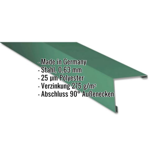 Außenecke | 19,5 x 19,5 cm | Stahl 0,63 mm | 25 µm Polyester | 6020 - Chromoxidgrün #2