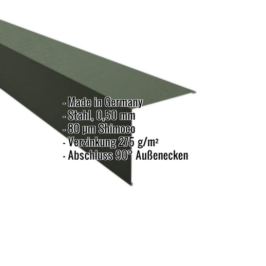 Außenecke | 19,5 x 19,5 cm | Stahl 0,50 mm | 80 µm Shimoco | 6020 - Chromoxidgrün #2