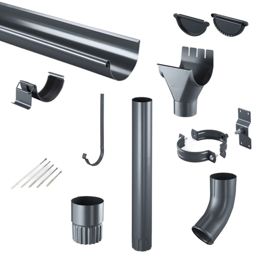 Stahl Dachrinnen Sparpaket 4,00 m | Ø 125/90 mm | 7016 - Anthrazitgrau #1