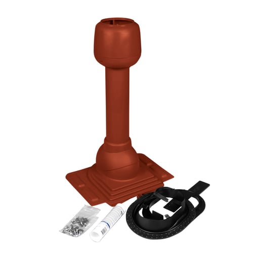 Dunstrohr mit Grundplatte | Für Trapez- und Wellblech | Rot #1