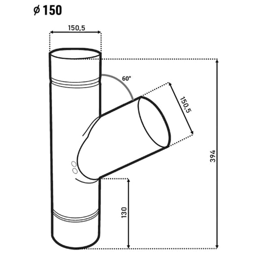 Fallrohrabzweig 60° | Stahl | Ø 150 mm | 028 - Kirschrot #2