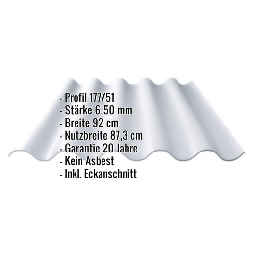 Faserzement Wellplatte Europa Profil 5 | Naturgrau | 1,60 m #2