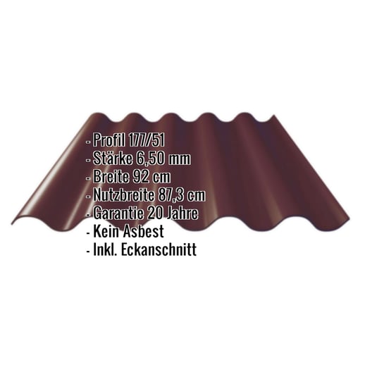 Faserzement Wellplatte Europa Profil 5 | Dunkelbraun | 2,00 m #2