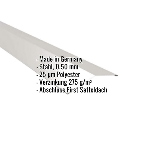 Firstblech flach | 14,5 x 14,5 cm | 150° | Stahl 0,50 mm | 25 µm Polyester | 7035 - Lichtgrau #2