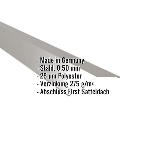 Firstblech flach | 14,5 x 14,5 cm | 150° | Stahl 0,50 mm | 25 µm Polyester | 9007 - Graualuminium #2