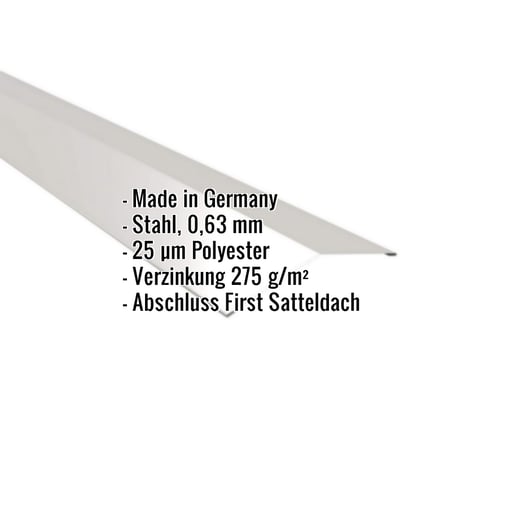Firstblech flach | 14,5 x 14,5 cm | 150° | Stahl 0,63 mm | 25 µm Polyester | 9006 - Weißaluminium #2