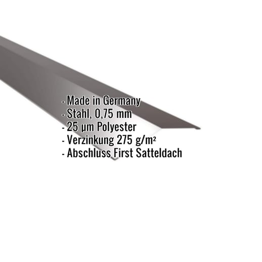 Firstblech flach | 14,5 x 14,5 cm | 150° | Stahl 0,75 mm | 25 µm Polyester | 8017 - Schokoladenbraun #2