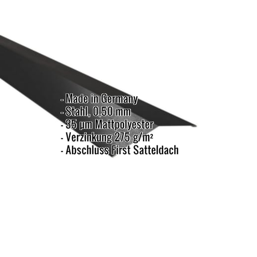 Firstblech flach | 14,5 x 14,5 cm | 150° | Stahl 0,50 mm | 35 µm Mattpolyester | 33 - Schwarz #2