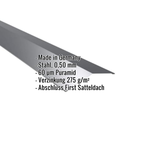 Firstblech flach | 14,5 x 14,5 cm | 150° | Stahl 0,50 mm | 60 µm Puramid | 7016 - Anthrazitgrau #2