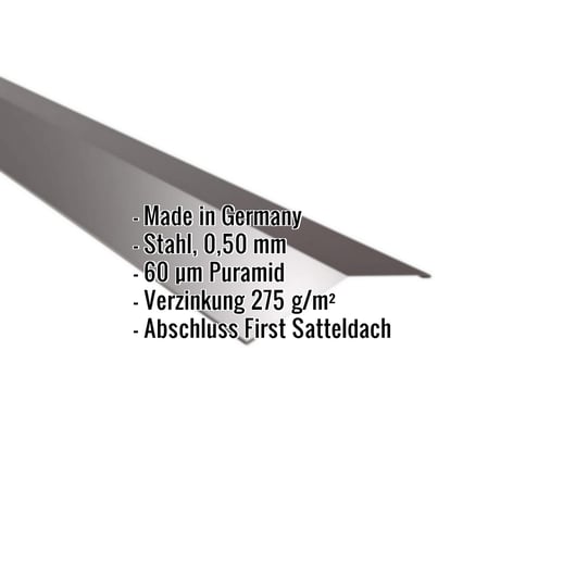 Firstblech flach | 14,5 x 14,5 cm | 150° | Stahl 0,50 mm | 60 µm Puramid | 8017 - Schokoladenbraun #2