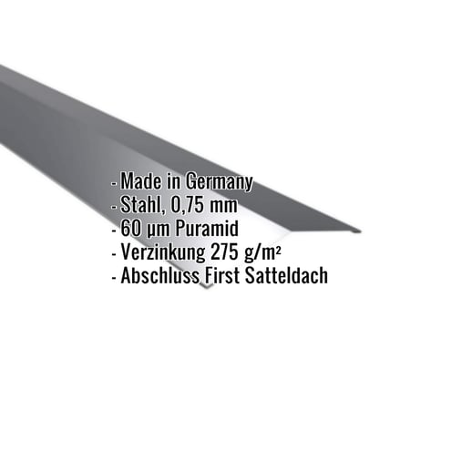 Firstblech flach | 14,5 x 14,5 cm | 150° | Stahl 0,75 mm | 60 µm Puramid | 7016 - Anthrazitgrau #2
