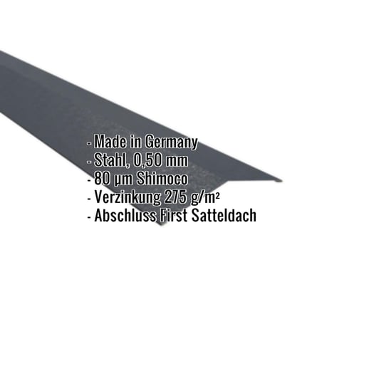 Firstblech flach | 14,5 x 14,5 cm | 150° | Stahl 0,50 mm | 80 µm Shimoco | 7016 - Anthrazitgrau #2